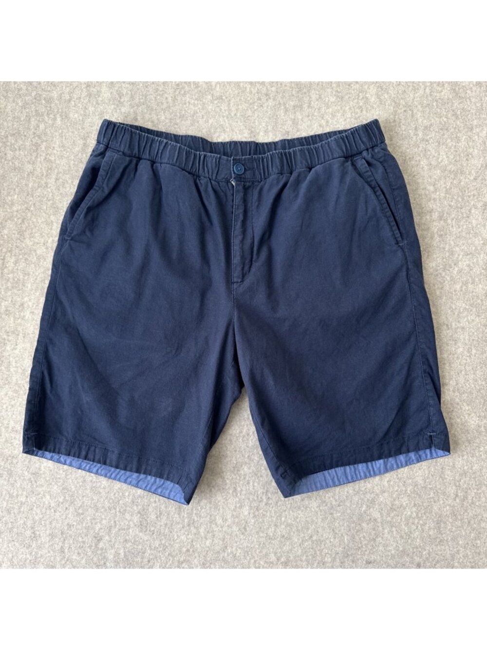 Tommy Bahama Linen Shorts Mens XL Tall Navy 10" Elastic Waist‎ Stretch